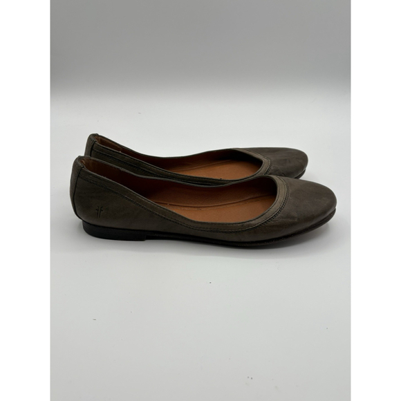 Frye Carson Ballet Flats Women's 9 Brown Leather Slip On Distressed Grey - Picture 3 of 12